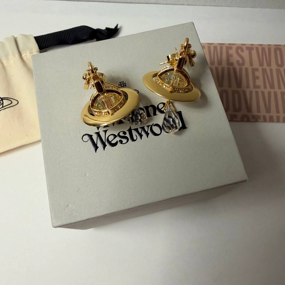 Vivienne Westwood gold orb crystal earrings